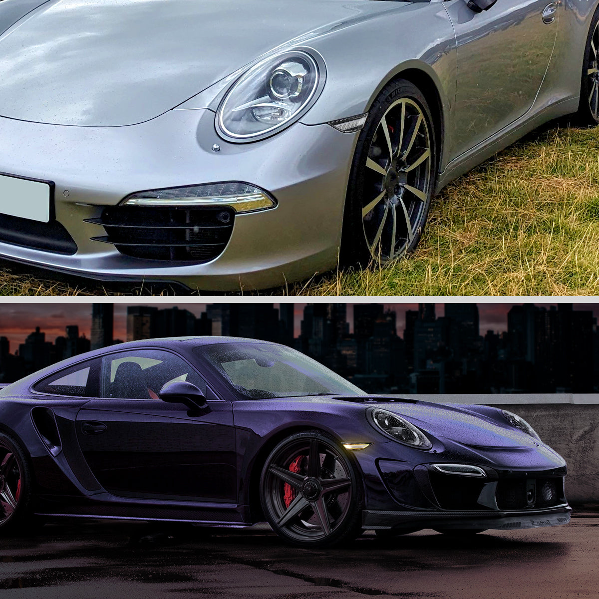 Ronnin - Se adapta a 2012-2025 Porsche 911 Boxster Cayman Luces direccionales secuenciales LED Luces de posición laterales Par de montaje | Negro