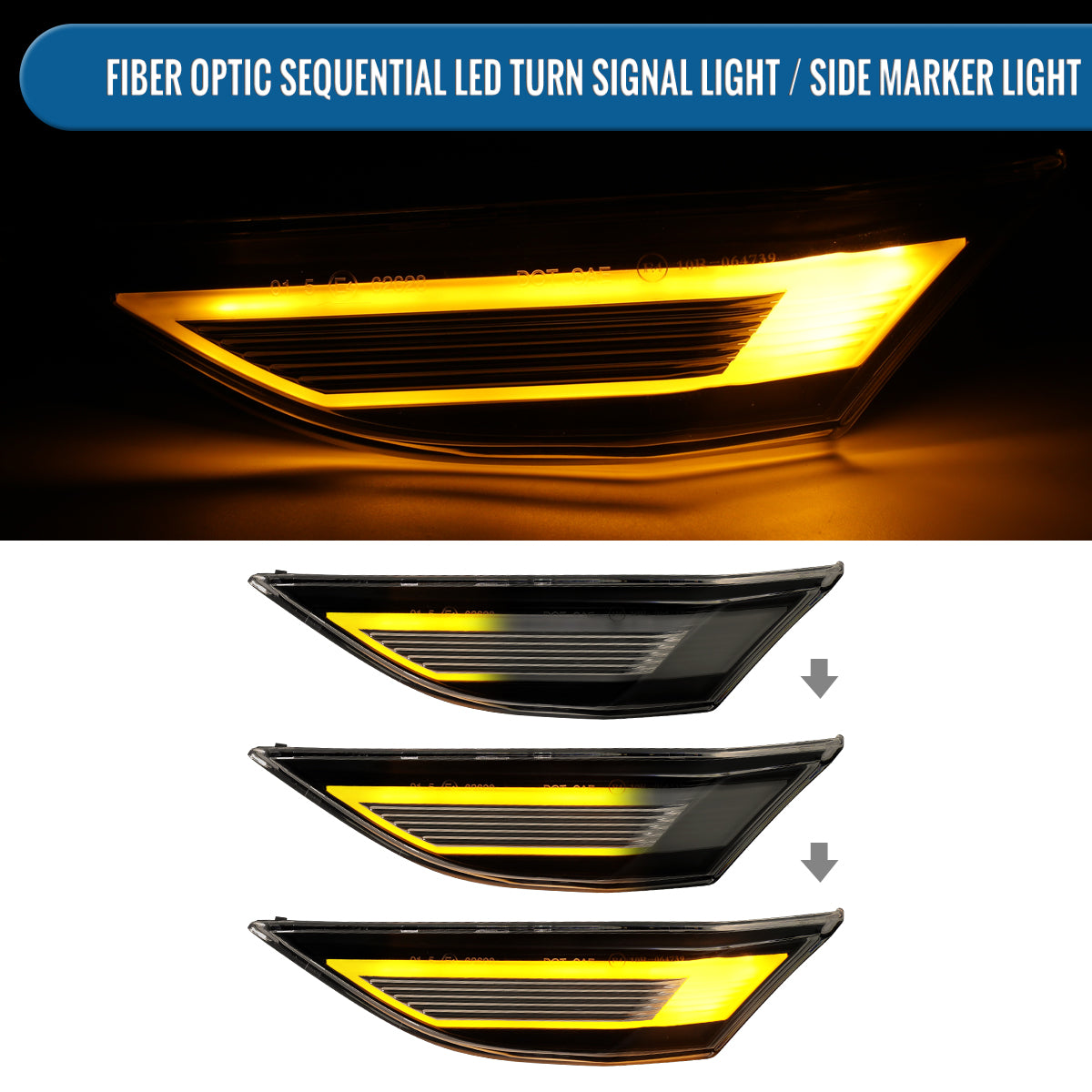 Ronnin - Intermitentes LED secuenciales para Porsche 911 Boxster Cayman 2012-2025, luces de guardabarros laterales, par de conjuntos | Negro Ahumado