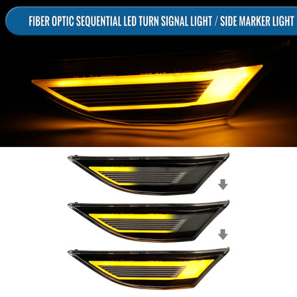 Ronnin - Intermitentes LED secuenciales para Porsche 911 Boxster Cayman 2012-2025, luces de guardabarros laterales, par de conjuntos | Negro Ahumado