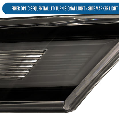 Ronnin - Intermitentes LED secuenciales para Porsche 911 Boxster Cayman 2012-2025, luces de guardabarros laterales, par de conjuntos | Negro Ahumado