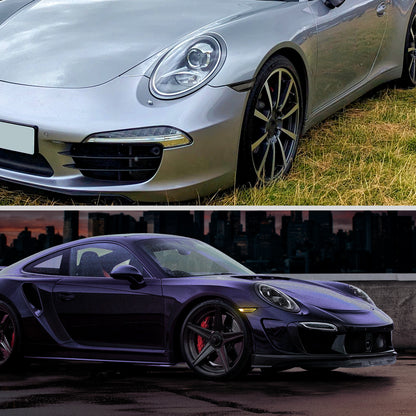 Ronnin - Intermitentes LED secuenciales para Porsche 911 Boxster Cayman 2012-2025, luces de guardabarros laterales, par de conjuntos | Negro Ahumado