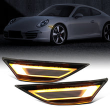 Ronnin - Intermitentes LED secuenciales para Porsche 911 Boxster Cayman 2012-2025, luces de guardabarros laterales, par de conjuntos | Negro Ahumado