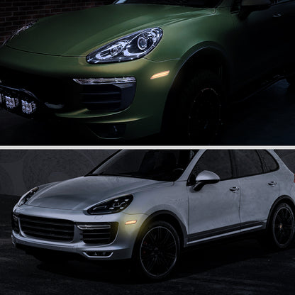 Ronnin - Se adapta a Porsche Cayenne 2015-2018 Conjunto completo de luces LED de parachoques delantero y lateral (par) | Transparente