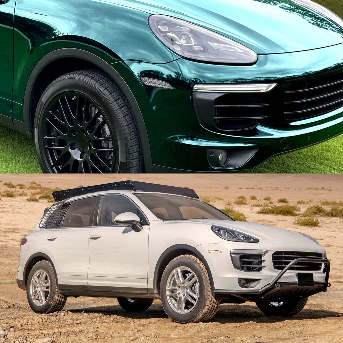 Ronnin - Se adapta a Porsche Cayenne 2015-2018 Conjunto completo de luces LED de parachoques delantero y lateral (par) | Transparente