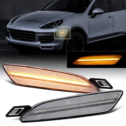 Ronnin - Se adapta a Porsche Cayenne 2015-2018 Conjunto completo de luces LED de parachoques delantero y lateral (par) | Transparente