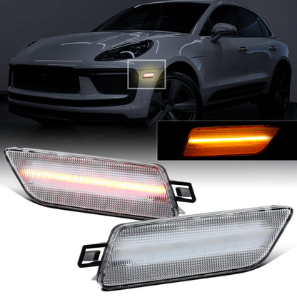 Ronnin - Compatible con Porsche Macan 2014-2022 Luces de posición laterales LED delanteras de parachoques. Par | Transparente