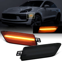 Ronnin - Juego de luces LED de posición laterales para parachoques delantero, compatible con Porsche Macan 2014-2022, par de ensamblajes de luces, ahumado negro