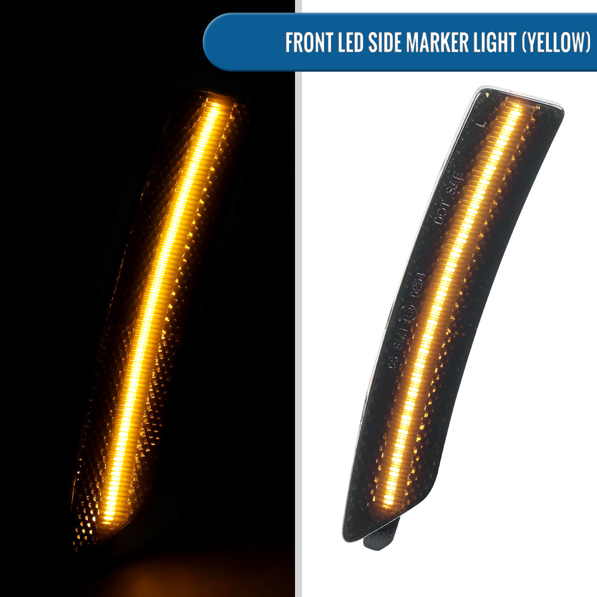 Ronnin - Compatible con Ford Mustang 2024-2025 Conjunto de luces LED de posición laterales mejoradas para parachoques delantero + trasero | Ahumado