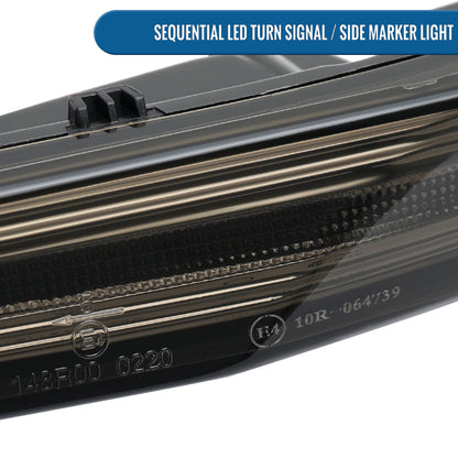 Ronnin - Compatible con Porsche Taycan 4S 2019-2025 Luces de giro LED secuenciales Ensamblaje de luces de posición laterales de parachoques Par | Ahumado