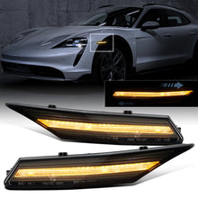 Ronnin - Compatible con Porsche Taycan 4S 2019-2025 Luces de giro LED secuenciales Ensamblaje de luces de posición laterales de parachoques Par | Ahumado