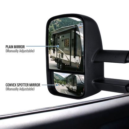 1988-2000 Chevy C/K 1500 2500 3500 Manually Adjustable Manual Fold and Telescoping Tow Mirrors Pair