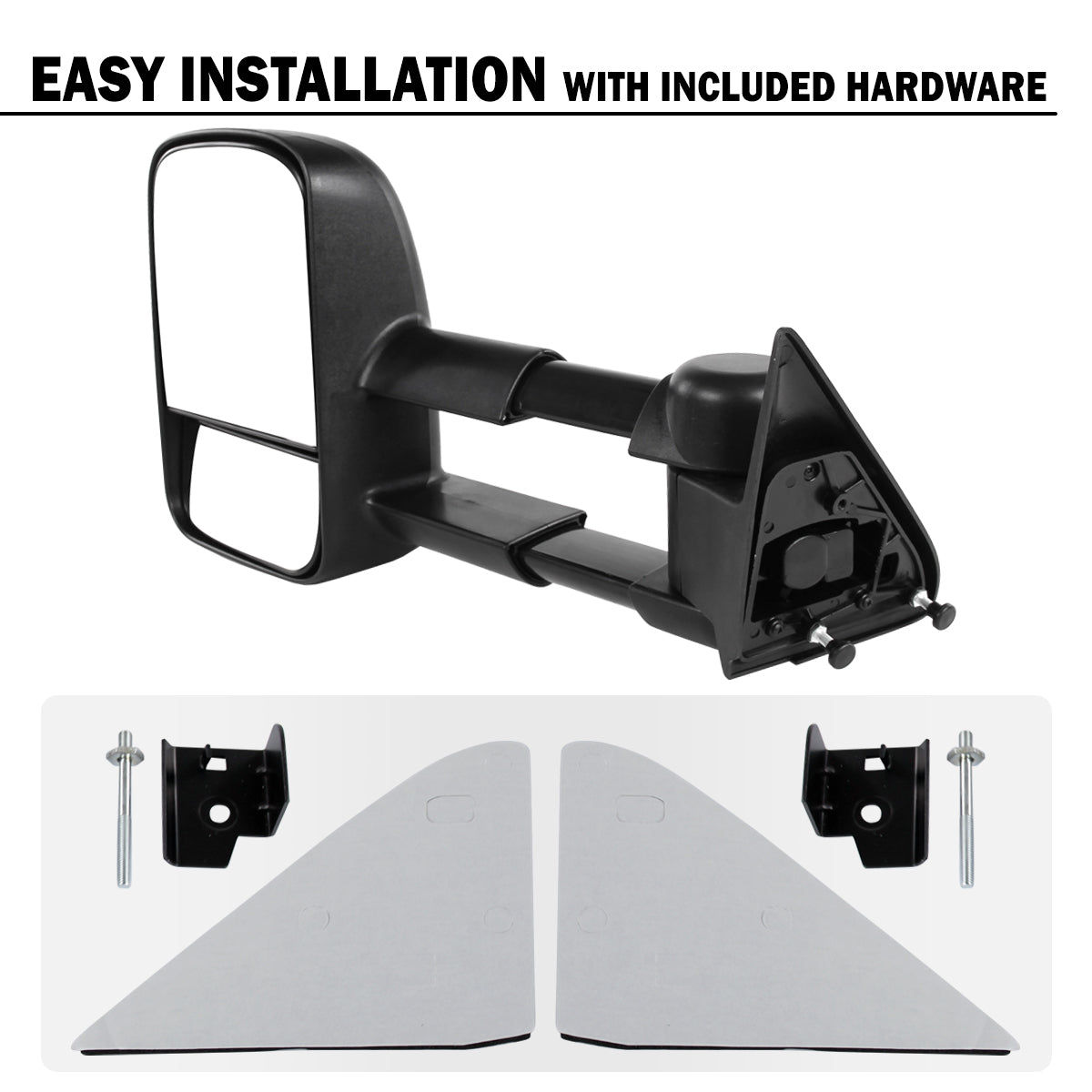 1988-2000 Chevy C/K 1500 2500 3500 Manually Adjustable Manual Fold and Telescoping Tow Mirrors Pair