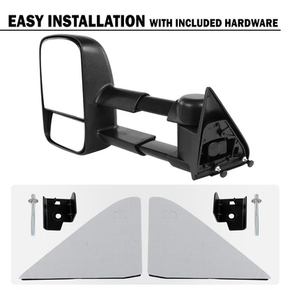 1988-2000 Chevy C/K 1500 2500 3500 Manually Adjustable Manual Fold and Telescoping Tow Mirrors Pair