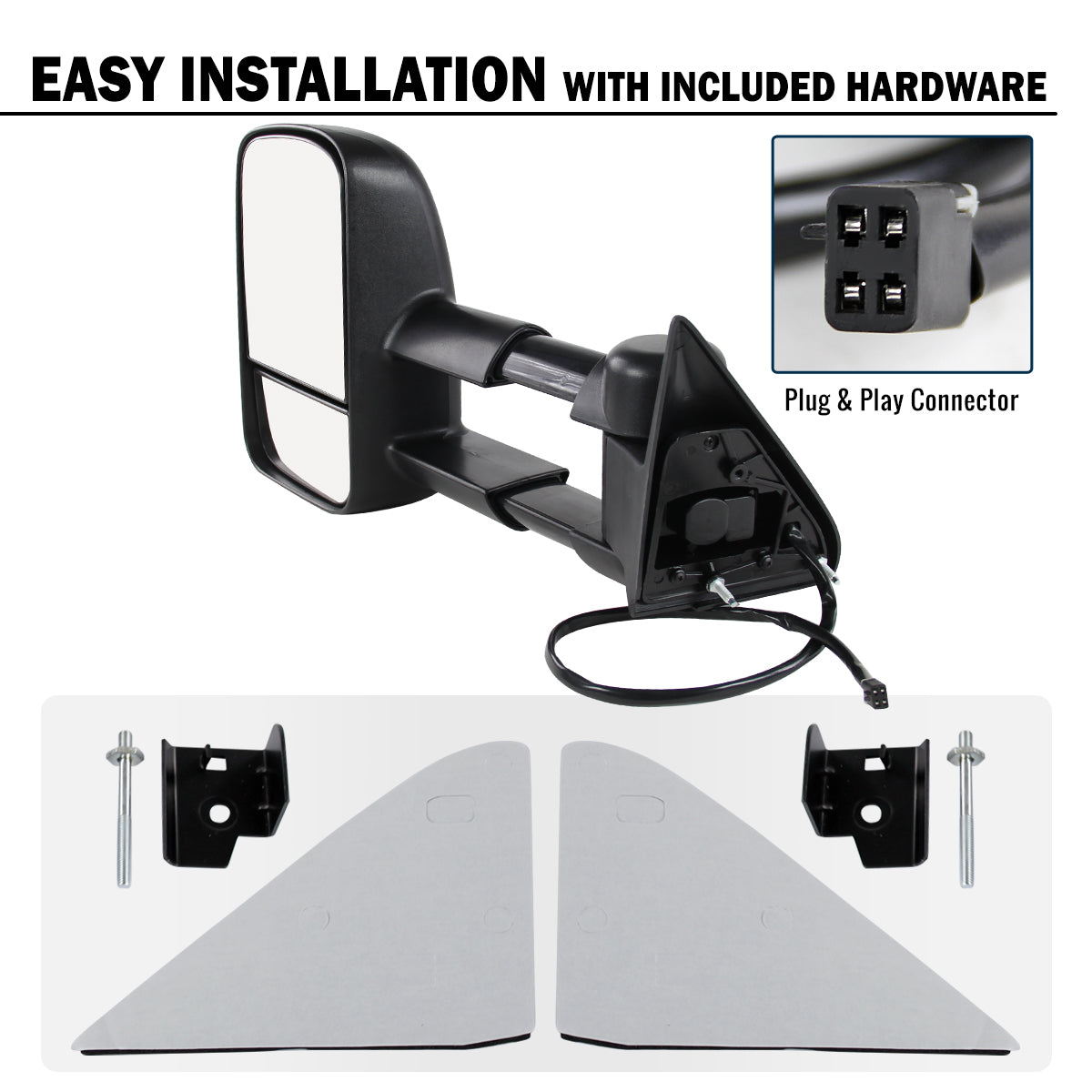 1988-2000 Chevy C/K 1500 2500 3500 Power Adjustable Manual Fold and Telescoping Tow Mirrors Pair