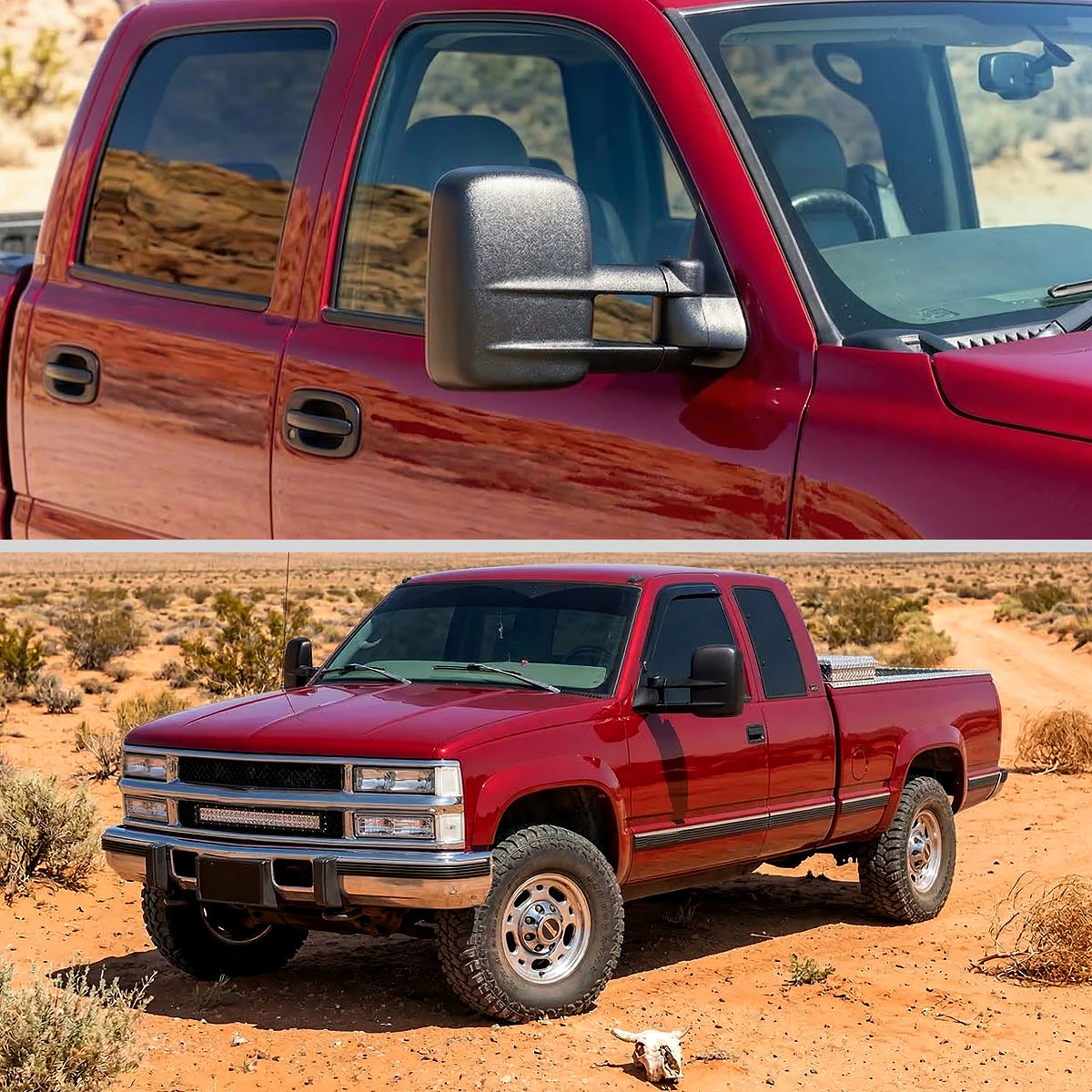 1988-2000 Chevy C/K 1500 2500 3500 Power Adjustable Manual Fold and Telescoping Tow Mirrors Pair
