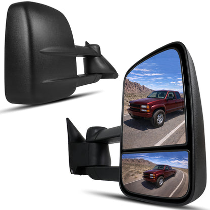 1988-2000 Chevy C/K 1500 2500 3500 Power Adjustable Manual Fold and Telescoping Tow Mirrors Pair