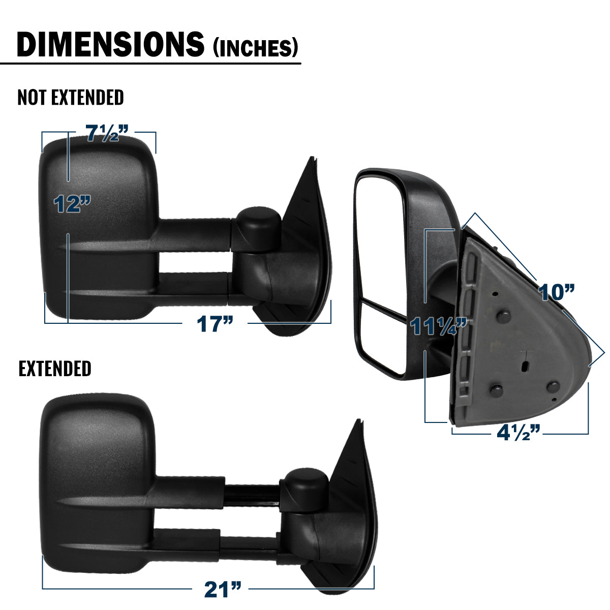 2007-2014 Chevy Silverado 1500 2500 3500 GMC Sierra 1500 2500 3500 Tow Mirrors Pair