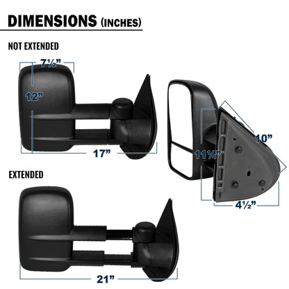 2007-2014 Chevy Silverado 1500 2500 3500 GMC Sierra 1500 2500 3500 Tow Mirrors Pair